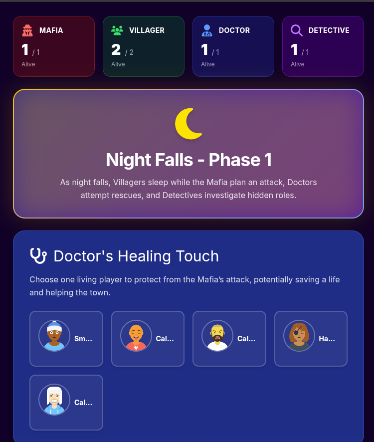 Doctor night action in the mafia the party game, the Doctor secretly saves a player from elimination in this strategic mafia game with cards style mechanics