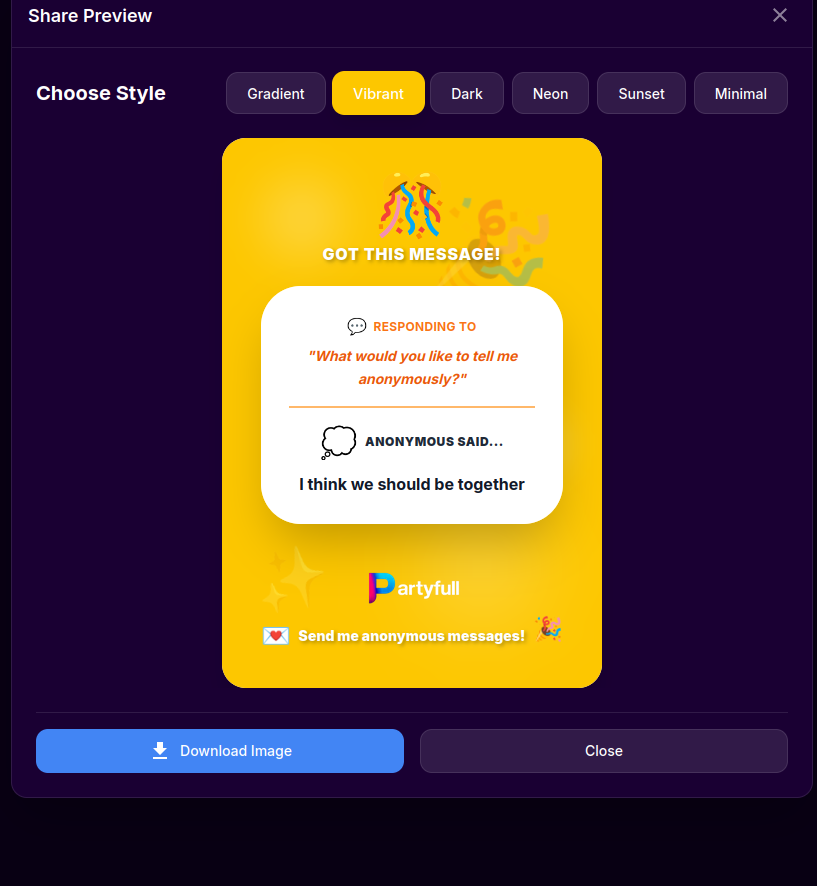 Vibrant secret message template for sharing your anonymous message link, stand out on any secret messages website with a bold and colourful design