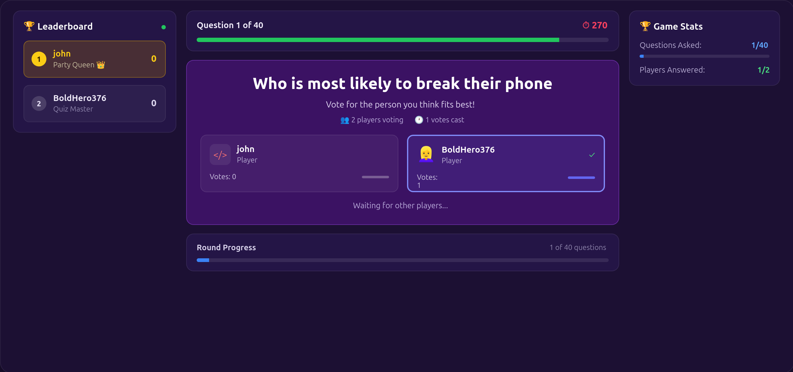 Most Likely To voting screen where players pick who in the group is most likely to do something funny or outrageous